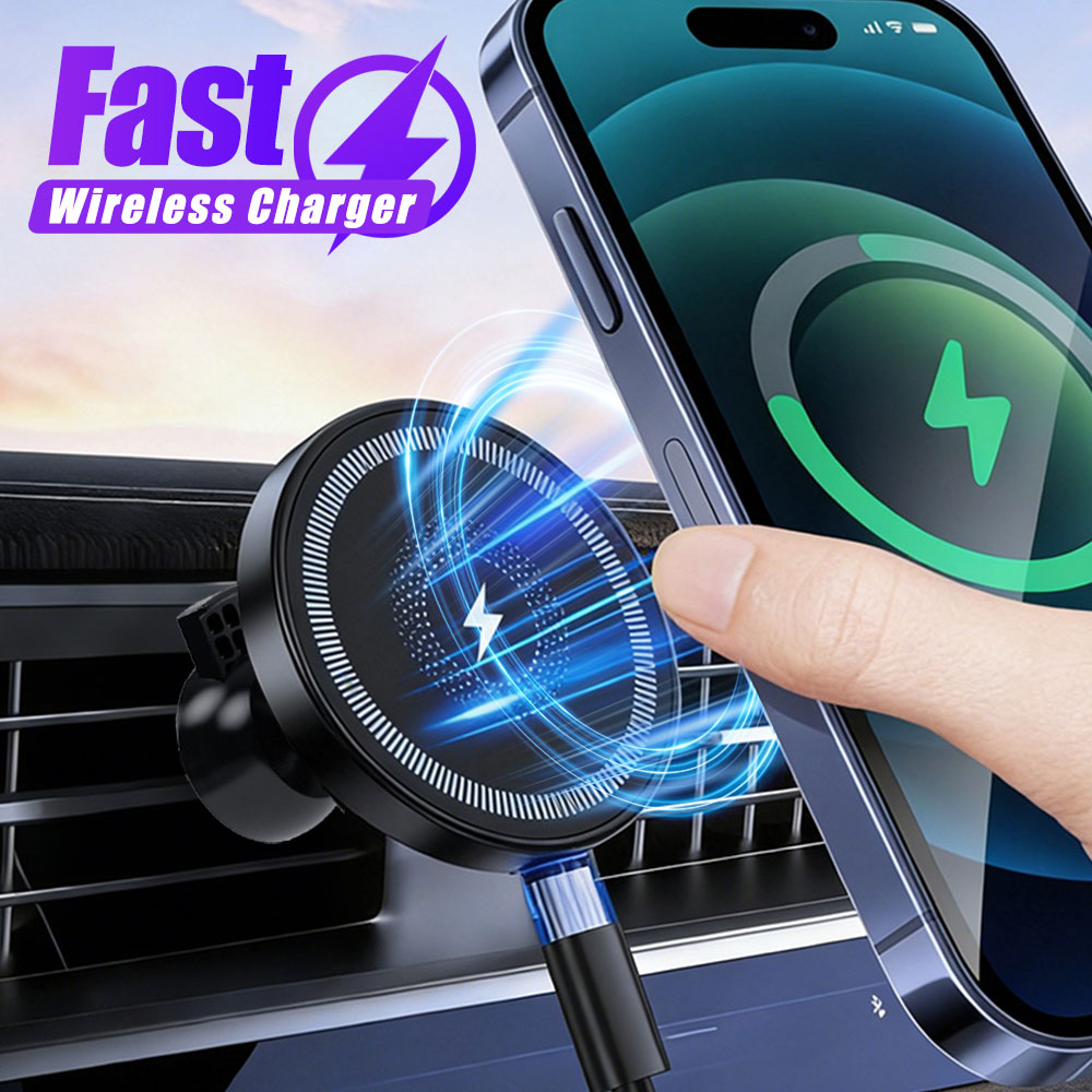 Wireless Car Charger Mount Fast Charging - Magnetische draadloze autolader luchtventiel telefoonhouder standaard