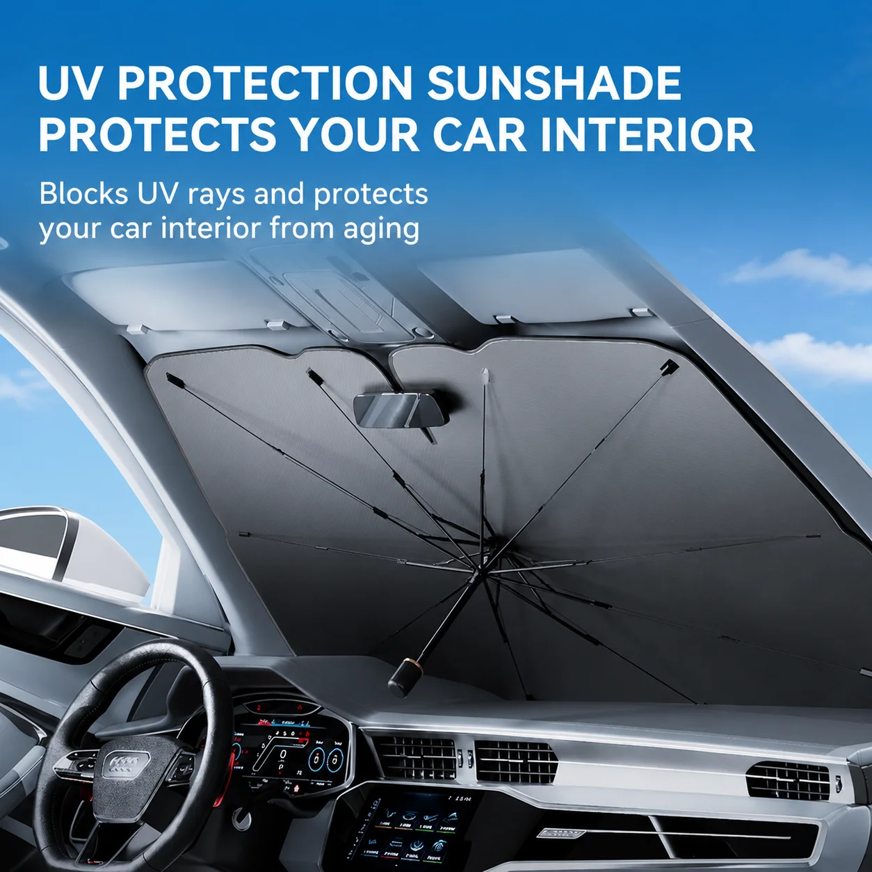 Car Sunshade Windshield Umbrella Foldable - Inklapbare anti-UV beschermende autoparasol voor de