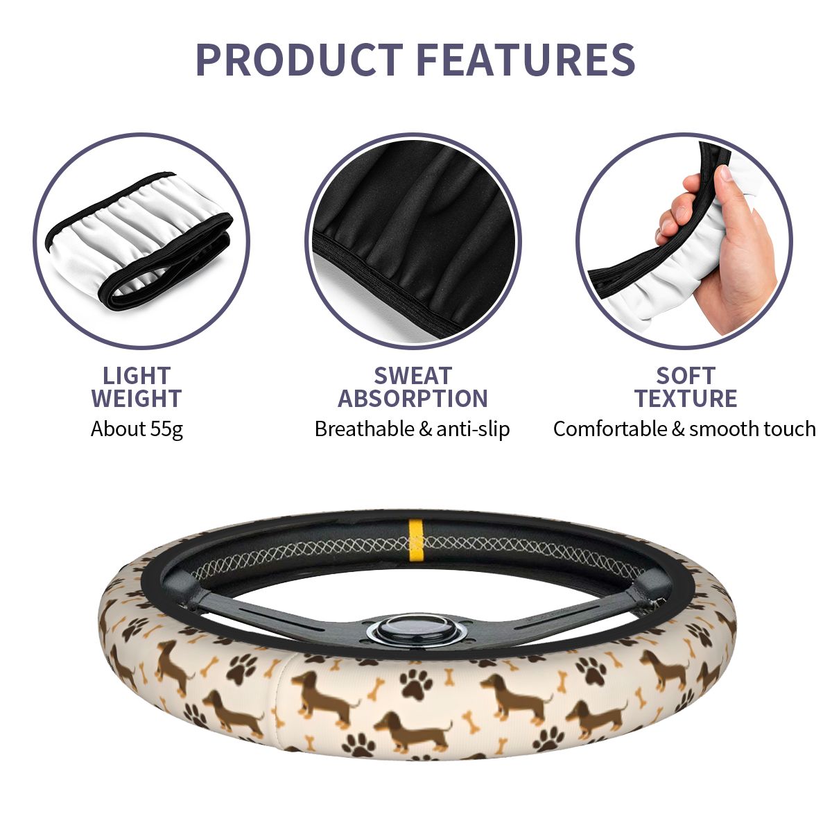 Leuke Teckel Auto Stuurhoes 38 - Car Steering Wheel Cover Anti Slip Breathable recensie en prijs