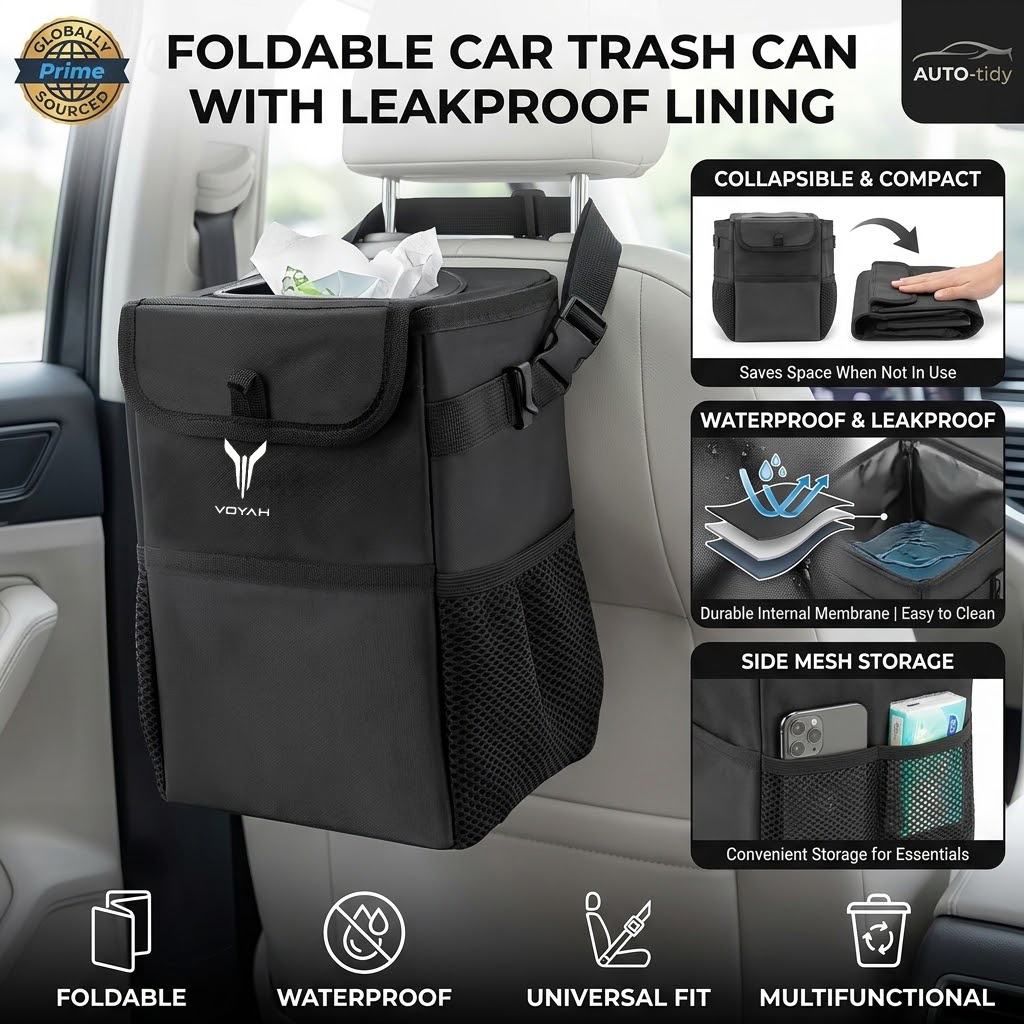 Opvouwbare, draagbare, lekvrij - Waterproof Car Trash Can With Lid recensie en prijs
